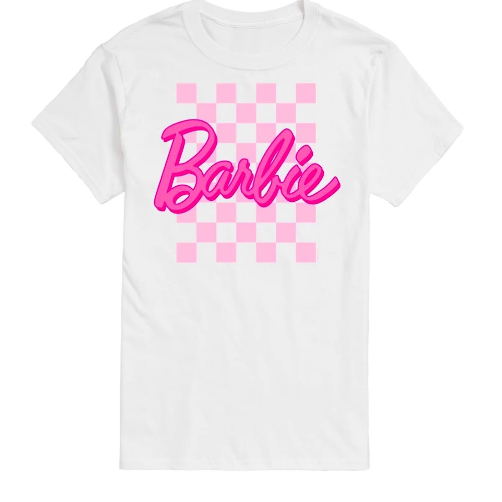 Maternity long, stretchable Barbie® Logo Checkered Graphic Tee